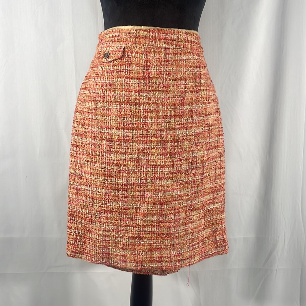 Kenar Orange, Tan, Ivory, Multi colored, Tweed, Lined skirt,Size 8 - Picture 1 of 8